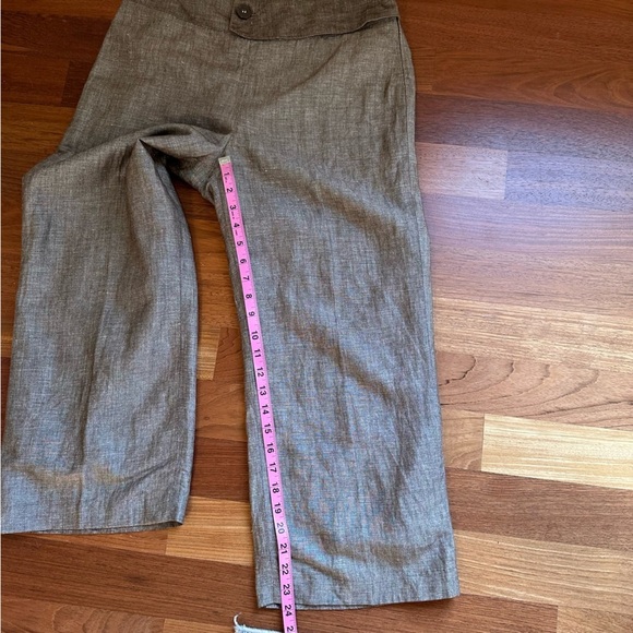 David N  Brown Linen Blend Crop Wide‎ Leg Pant Size: 8 - Picture 9 of 12